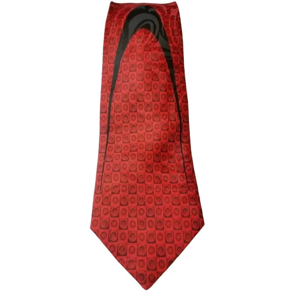 Rudee Ricco Mens Tie Red and Black Hand Made Italian Design Classic